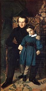 Victor Hugo with his son Francois Victor, Auguste de Chatillon